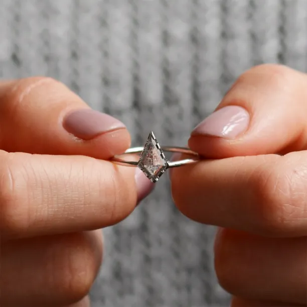 Gold ring with kite salt'n'pepper diamond BILL Image