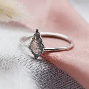 Gold ring with kite salt'n'pepper diamond BILL Thumbnail