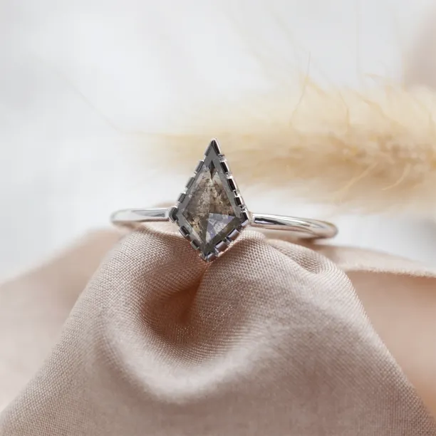 Minimalist kite salt'n'pepper diamond ring BILLIE Image