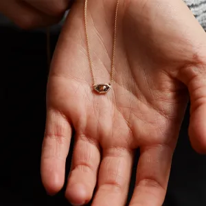 Gold necklace with hexagon salt and pepper diamond PERTH Thumbnail