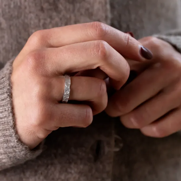 Unusual moon surface wedding bands LUNARIUM Image