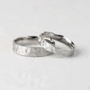 Unusual moon surface wedding bands LUNARIUM