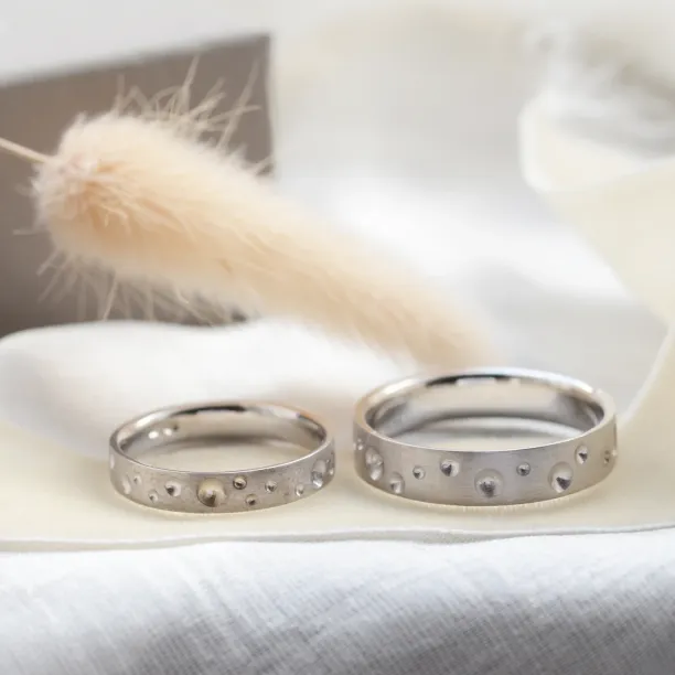 Unusual space moon wedding bands SELENE Image