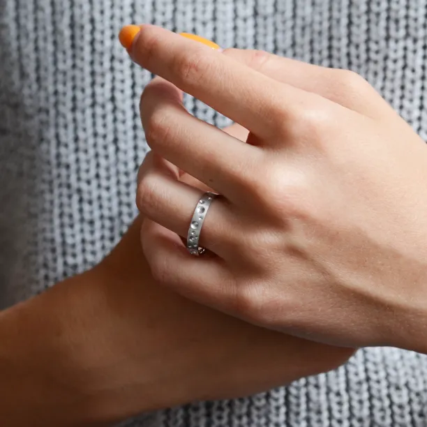 Unusual space moon wedding bands SELENE Image