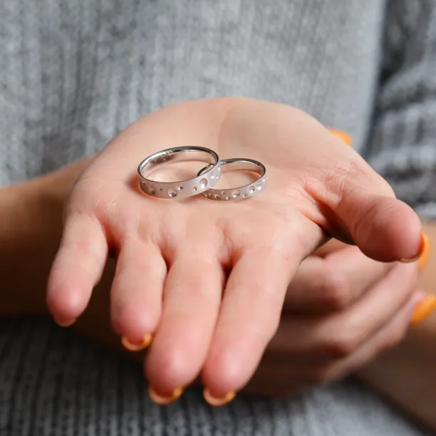 Unusual space moon wedding bands SELENE Image