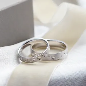 Unusual space moon wedding bands SELENE