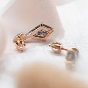 Zlaté náušnice s rutilovým křišťálem a salt'n'pepper diamanty FIRENZE Thumbnail