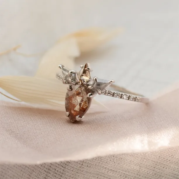 Original gold salt'n'pepper diamonds ring CROWNIAS Image