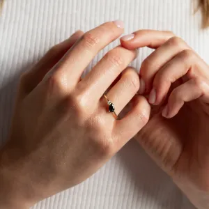 Toi et Moi ring with green lab grown and white diamond DUALITY Thumbnail