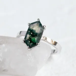 Vintage gold moss agate ring BENEDETTA Thumbnail