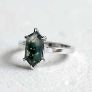 Vintage gold moss agate ring BENEDETTA Thumbnail