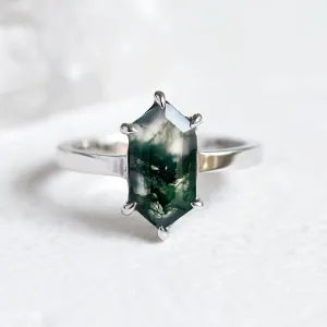 Vintage gold moss agate ring BENEDETTA