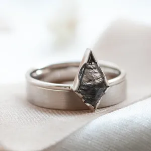 Gold engagement set with rutilated quartz GIADA Thumbnail