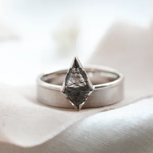 Gold engagement set with rutilated quartz GIADA