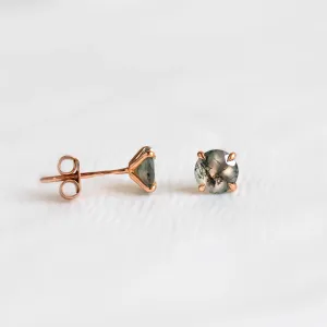 Gold stud earrings with moss agate REBECCA Thumbnail