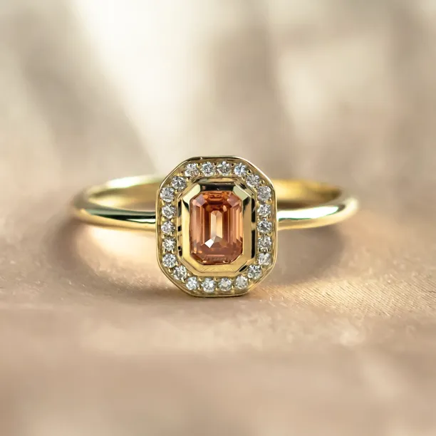 Art deco pink lab grown diamond engagement ring MOANA Image