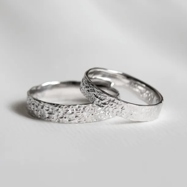 Organic wedding bands with a special surface MOONWALK Image