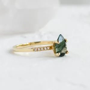 Mossagate engagement ring with diamonds MARTINA Thumbnail