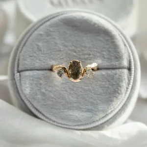 Gold organic ring with salt and pepper diamonds LUDOVICA Thumbnail