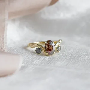 Gold organic ring with salt and pepper diamonds LUDOVICA Thumbnail
