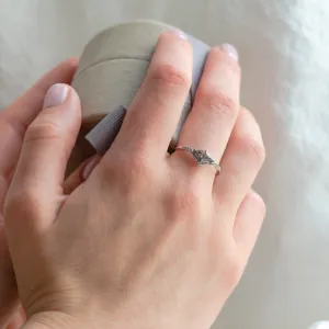 Unusual ring with salt and pepper diamond and side diamonds NICOLE