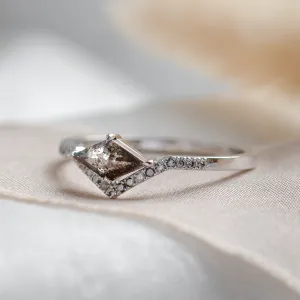 Unusual ring with salt and pepper diamond and side diamonds NICOLE Thumbnail