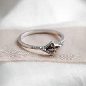 Unusual ring with salt and pepper diamond and side diamonds NICOLE Thumbnail