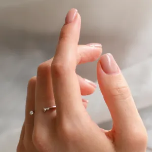 Minimalist open ring with diamonds EMMA Thumbnail