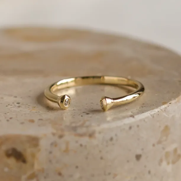 Minimalist open ring with diamonds EMMA Image