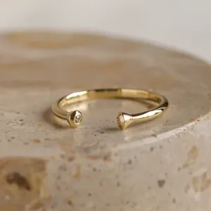 Minimalist open ring with diamonds EMMA Thumbnail