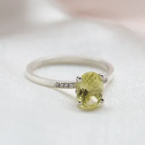 Lemon quartz gold ring with diamonds LIMONE Thumbnail