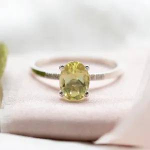 Lemon quartz gold ring with diamonds LIMONE