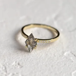 Zlatý prsten s kite rutilovým křišťálem a diamanty ESTER Thumbnail