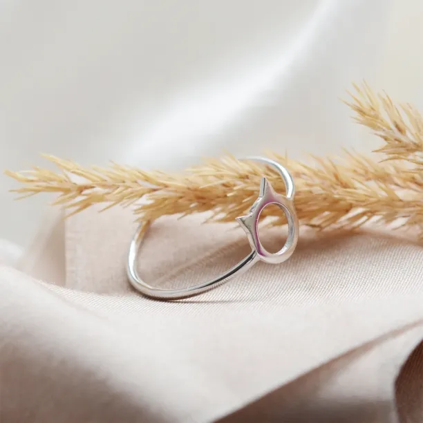 Gold cat head ring KITTY Image