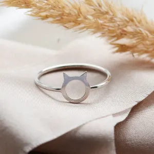 Gold cat head ring KITTY