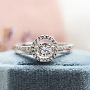 Gold diamond halo engagement set SOLEIL