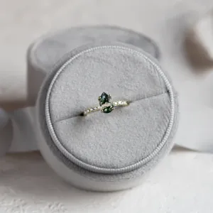 Gold ring with pear moss agate and diamonds EALGA Thumbnail