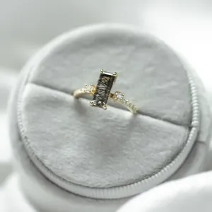 Gold ring with rutilated quartz and diamonds LIAM Thumbnail