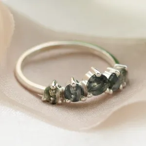 Eternity gold ring with moss agates OISIN Thumbnail