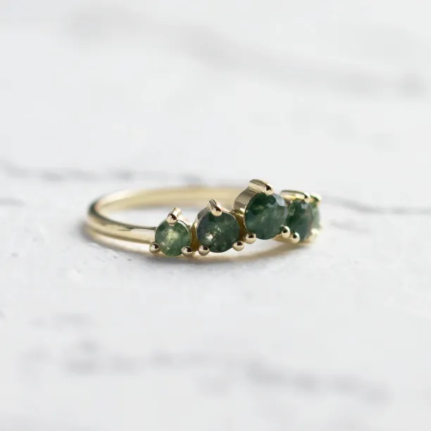 Eternity gold ring with moss agates OISIN Image