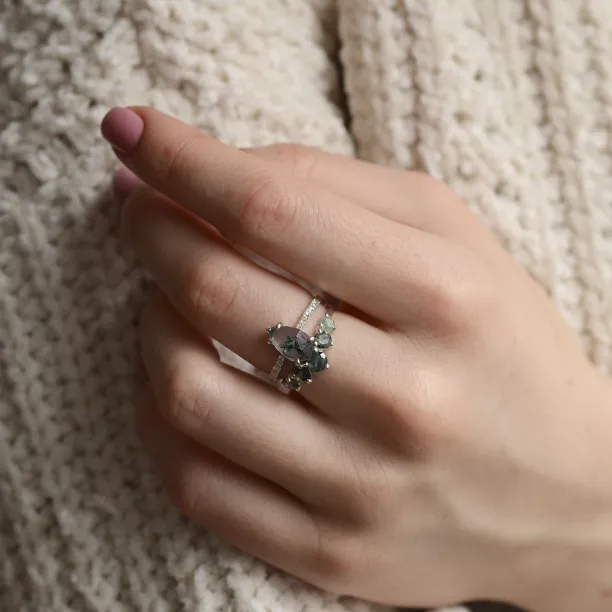 Eternity gold ring with moss agates OISIN Image