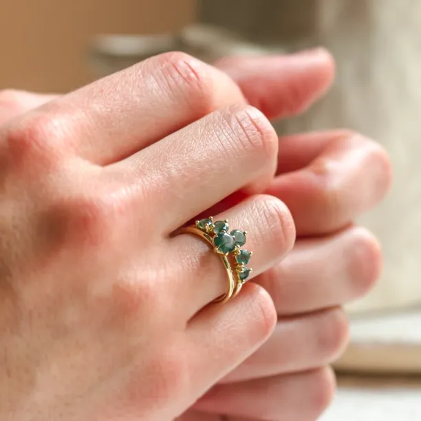 Eternity gold ring with moss agates OISIN Image