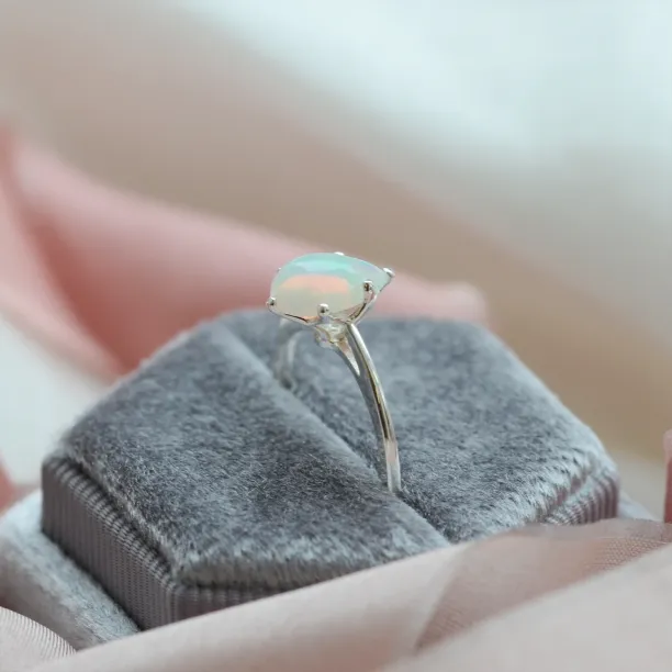 Pear white opal gold ring Eireann Image
