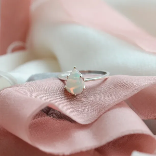 Pear white opal gold ring Eireann Image