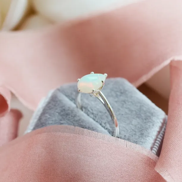 Pear white opal gold ring Eireann Image