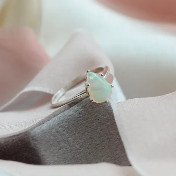 Pear white opal gold ring Eireann Image