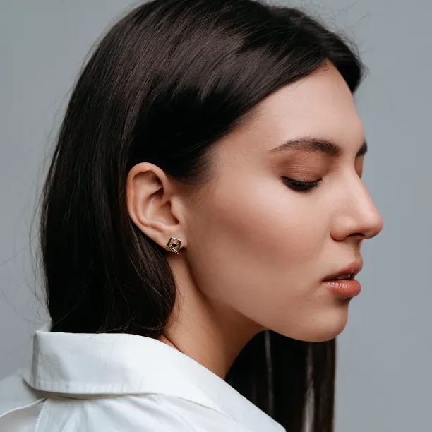 Modulární zlaté náušnice v kite tvaru s drahokamy KAYLEE Image