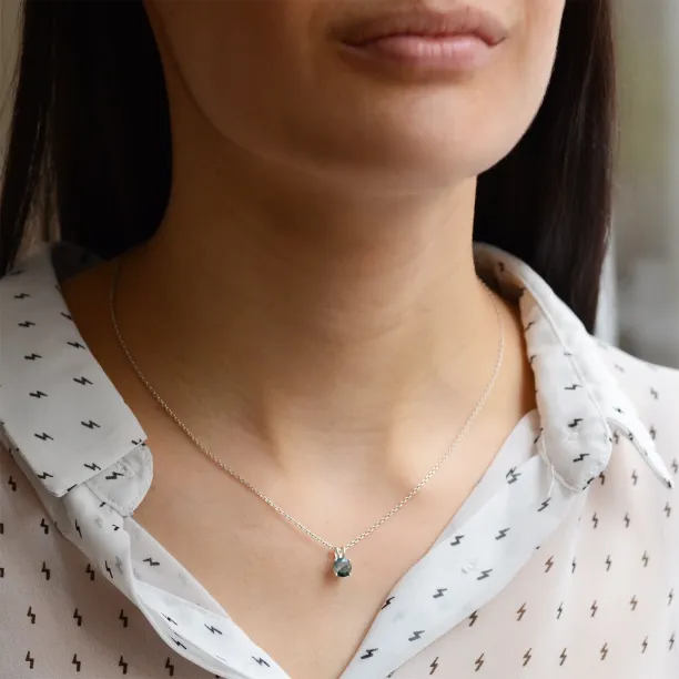 Gold necklace with round moss agate SIOBHAN Image