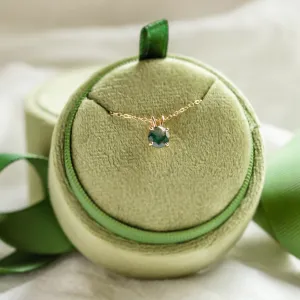 Gold necklace with round moss agate SIOBHAN Thumbnail