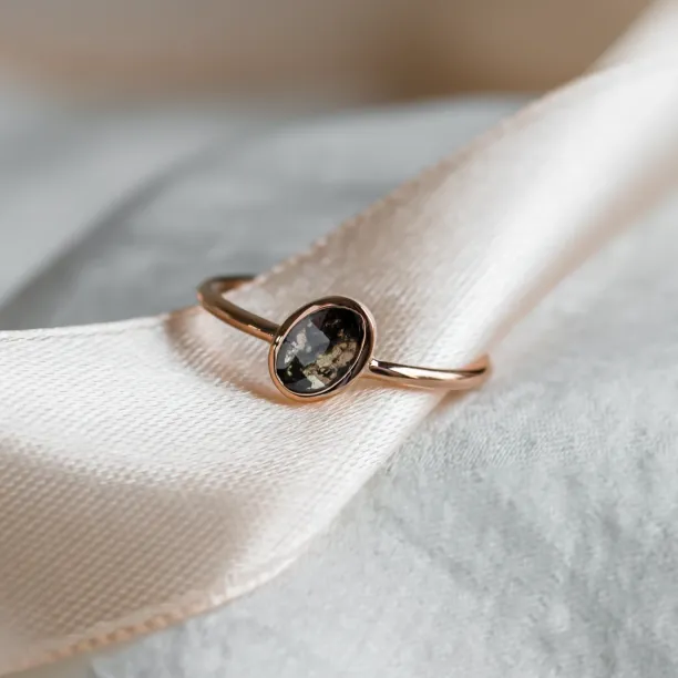 Gold bezel ring with salt and pepper diamond RIONA Image